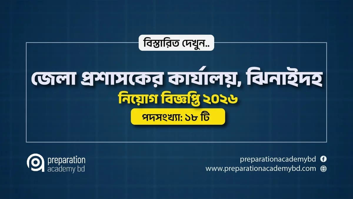 জেলা প্রশাসকের কার্যালয়, ঝিনাইদহ নিয়োগ বিজ্ঞপ্তি ২০২৬